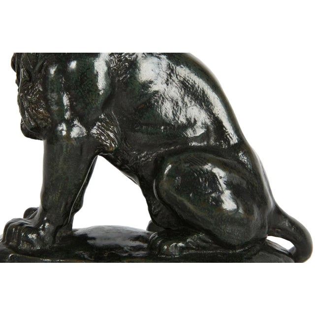 Rare French Antique Bronze Sculpture of “Seated Lion No. 4” After Antoine-Louis Barye For Sale - Image 10 of 12