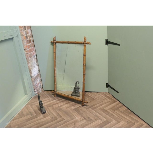 Vintage French Bamboo Wall Mirror For Sale - Image 6 of 8