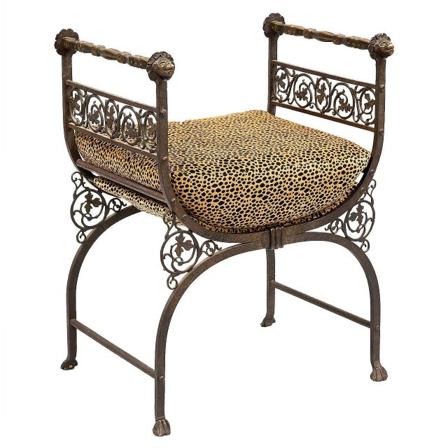 Savonarola Bronze and Wrought Iron Hall Bench For Sale - Image 9 of 9