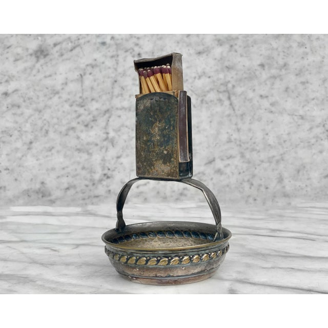 A Victorian Silver Plate Match Holder Ashtray, Denmark, c. Early 20th Century. This Match Holder makes for the perfect...