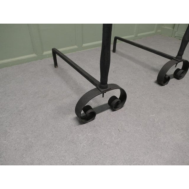 Large French Iron Andirons, Set of 2 For Sale - Image 5 of 8