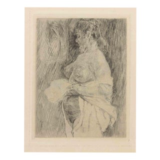 Félicien Rops, Nude, The Major Is So Difficult, 1884, Etching For Sale