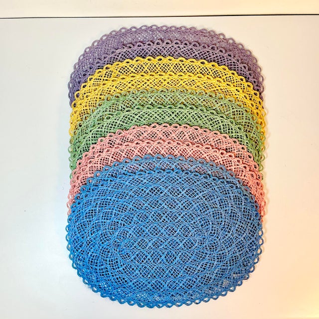 Mid-Century Boho Chic Costal Arts & Crafts Straw Placemats - Set of 10 - Easter For Sale - Image 4 of 12