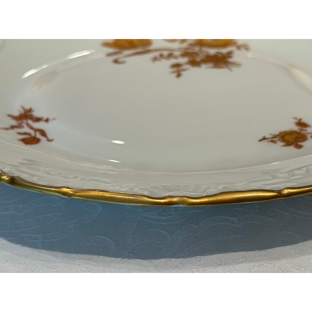 Metal 1950's Limoges France Plate With Gold Roses For Sale - Image 7 of 9