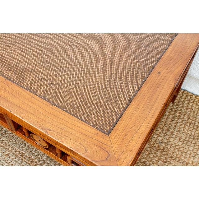 Large Antique Qing Woven Top Coffee Table For Sale - Image 11 of 14