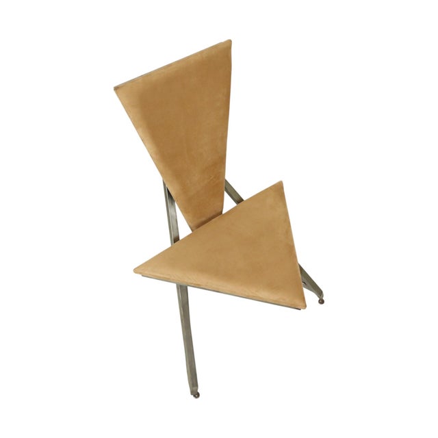 Beige Handmade Chair in Metal and Velvet, 1960s For Sale - Image 8 of 11