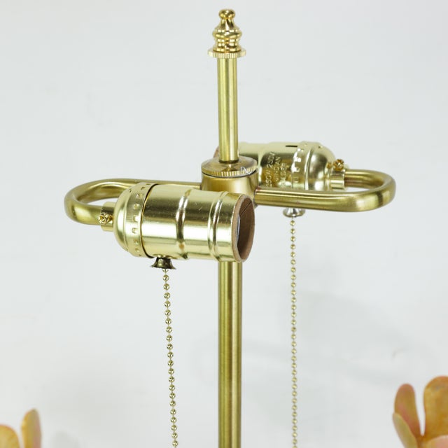 2020s Vintage Brunschwig & Fils Green Tole Flower Table Lamps, Yellow and Pink Tulip Design - a Pair For Sale - Image 5 of 11