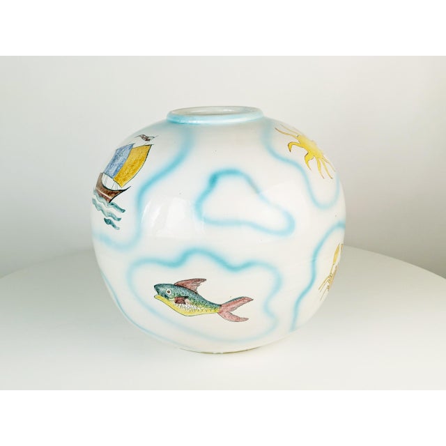 Large Hand-Painted Vase from Soesco Albisola, Italy, 1940s For Sale - Image 9 of 12