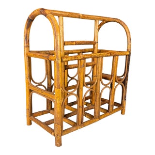 British Style Burnt Bamboo Magazine Rack For Sale
