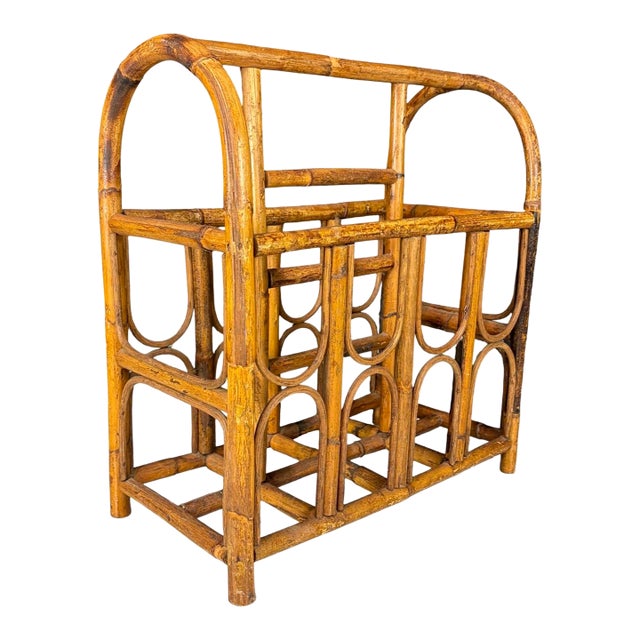British Style Burnt Bamboo Magazine Rack For Sale