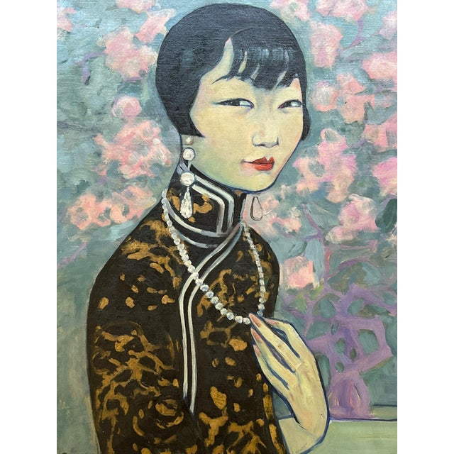 Léa Lafugie, Lady of Shanghai, 1920s, Oil on Canvas For Sale - Image 3 of 9