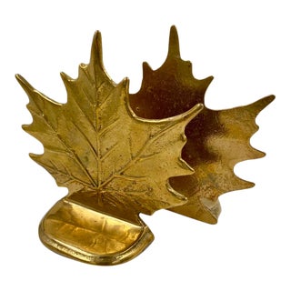 Mid-Century Brass Leaf Bookends For Sale