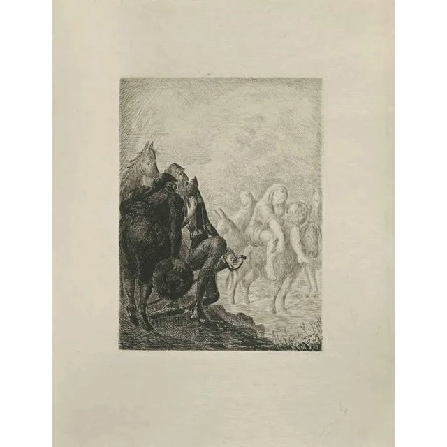 Don Quixote Observing is an etching and drypoint print on ivory-colored Japanese paper, realized by Wladyslaw Jahl in...