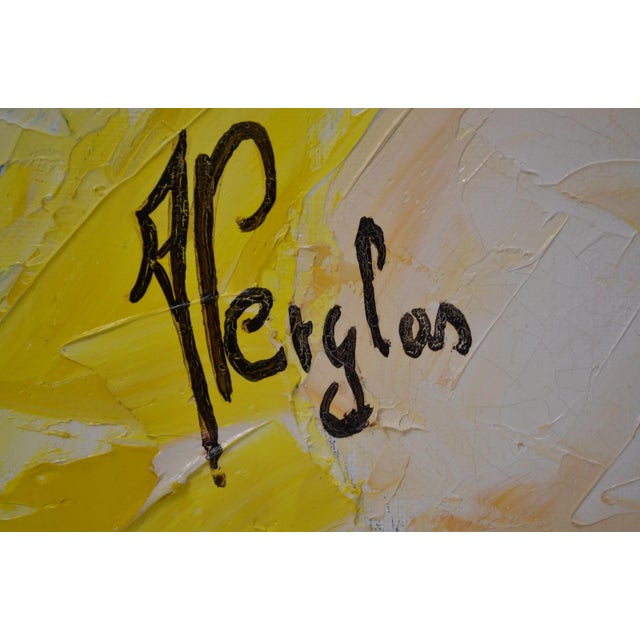 Contemporary French School Alexandre Pergler De Perglas Expressionist Figurative Painting, "Yellow Draped Nude" For Sale - Image 6 of 13