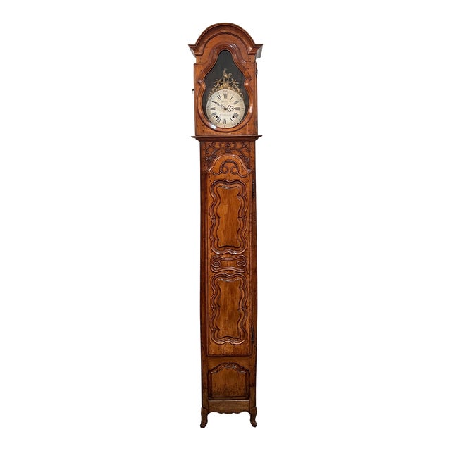 18th Century Tall French Cherry Horloge/ Case Clock For Sale