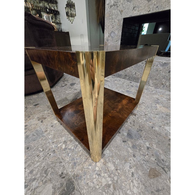 Burl and Golden Brass Tiered Side Table by Century Furniture For Sale - Image 10 of 14