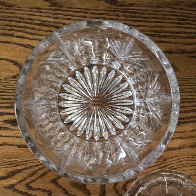 Transparent Biscuit Jar With Tongs Bohemia Czech Republic Cut Crystal For Sale - Image 8 of 13