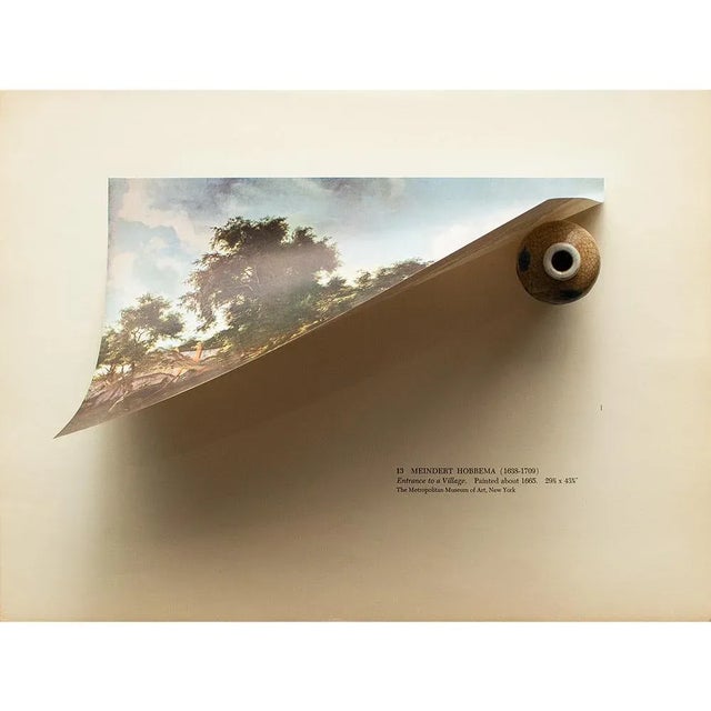 1954 After Meindert Hobbema "Entrance to a Village", Vintage Full-Color Print For Sale - Image 4 of 8