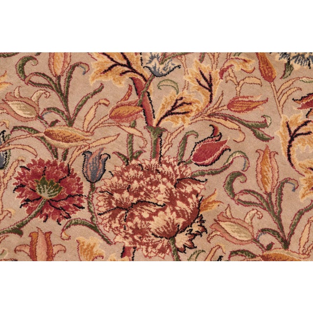 Shabby Chic Shabby Chic Floral 1990's Pak-Persian Taupe/Gold Wool Rug - 5'11'' X 9'1'' For Sale - Image 3 of 9