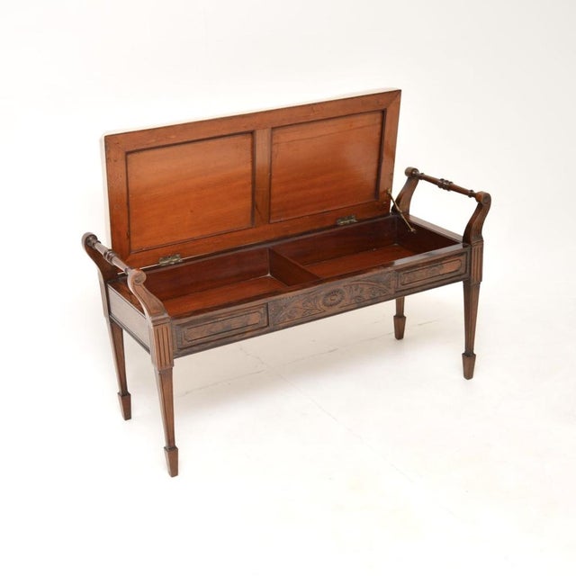 A beautiful and very well made antique Victorian duet piano stool / bench. This was made in England, it dates from the...