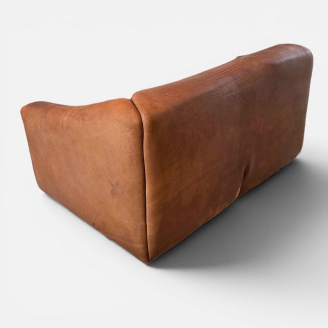 Mid-Century Modern Attributed DeSede Ds 47 2 Seat Brown Leather Sofa, Switzerland 1970s For Sale - Image 3 of 6