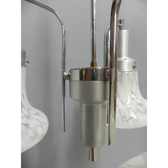 Vintage Three-Arm Aluminum and Glass Pendant Lamp, 1970s For Sale - Image 11 of 18