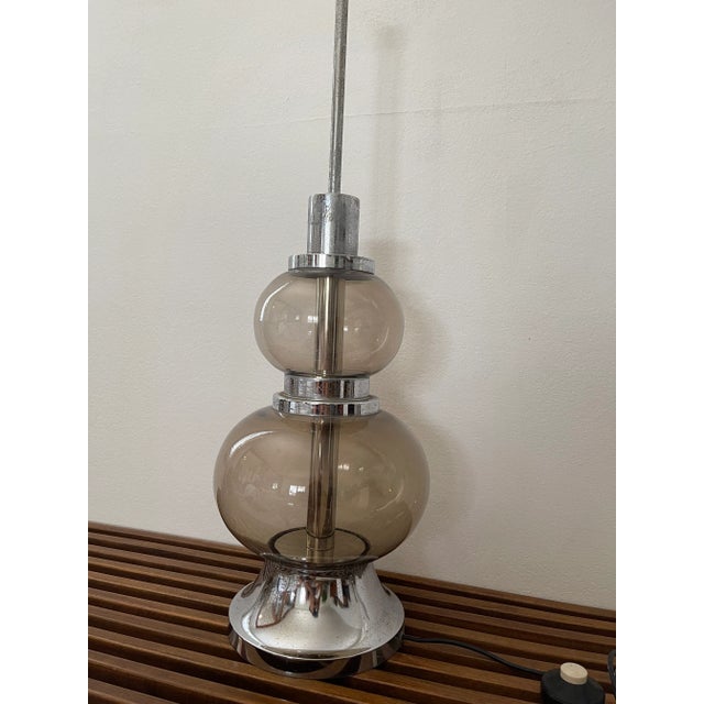 1970s Smoked Glass and Chrome Lamp, Italy For Sale In New York - Image 6 of 8