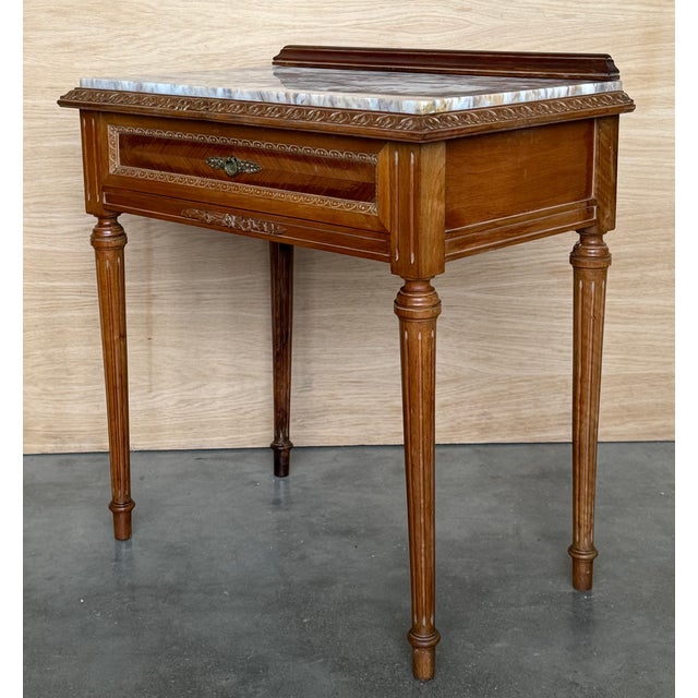 1930s Early 20th Century French Carved Wood Nightstands, 1940s, Set of 2 For Sale - Image 5 of 9