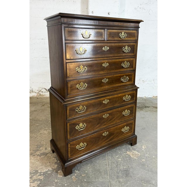 Drexel Drexel 18th Century Collection Banded Chest of Drawers For Sale - Image 4 of 13