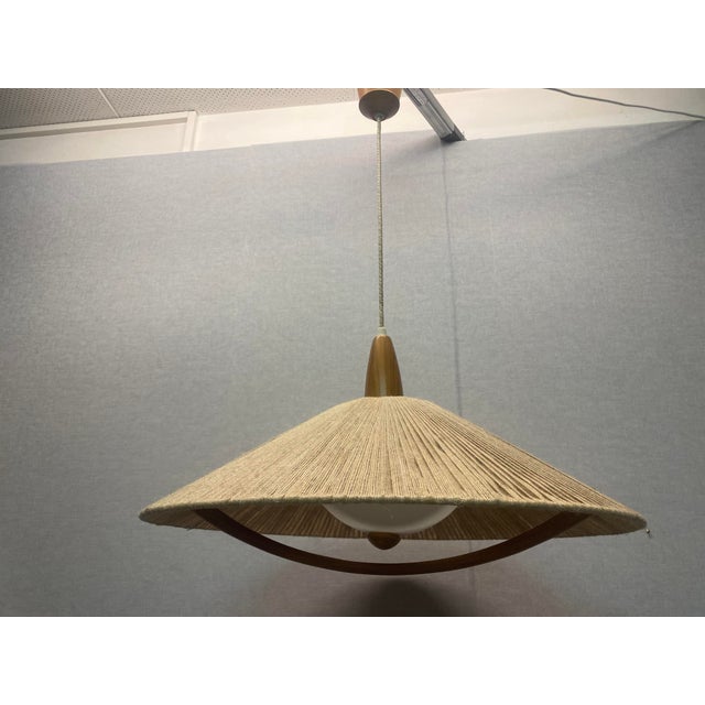Acrylic Glass & Sisal Hanging Lamp from Temde, 1960s For Sale - Image 4 of 18