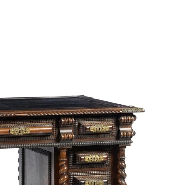 Secretary Desk with Twisted Edges in Fine Wood, 19th Century For Sale - Image 4 of 6