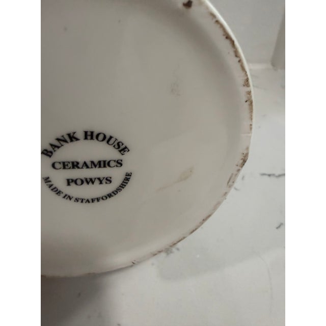 Ceramic Vintage White Jug / Pitcher With a Pig on Both Sides With Green Trim From England For Sale - Image 7 of 7