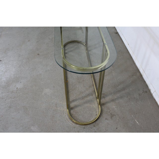 Mid Century Hollywood Regency Eliptical Brass Sofa/Hall/Console Table For Sale - Image 9 of 12