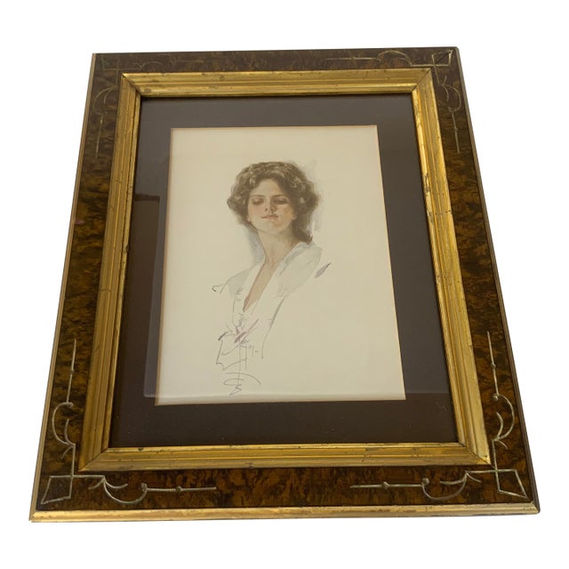 Signed Harrison Fisher in the Plate of Female Portrait For Sale