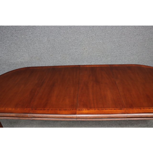Thomasville Attributed Cherry Oval Double Pedestal Dining Table With Extensions For Sale - Image 13 of 13