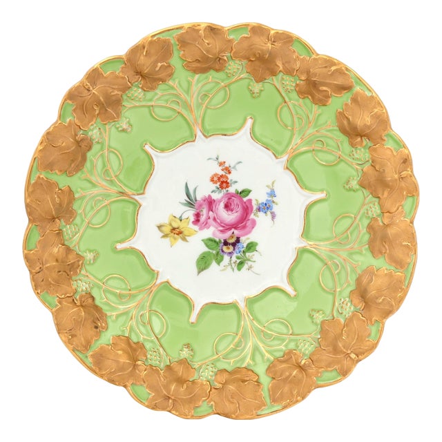 Antique Meissen Poison Green & Gilt Bowl For Sale