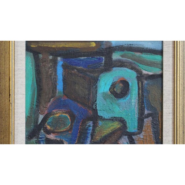 Stone Pierre-Yves Beltran, Abstract Composition, 1980s, Oil Painting on Board, Framed For Sale - Image 7 of 15