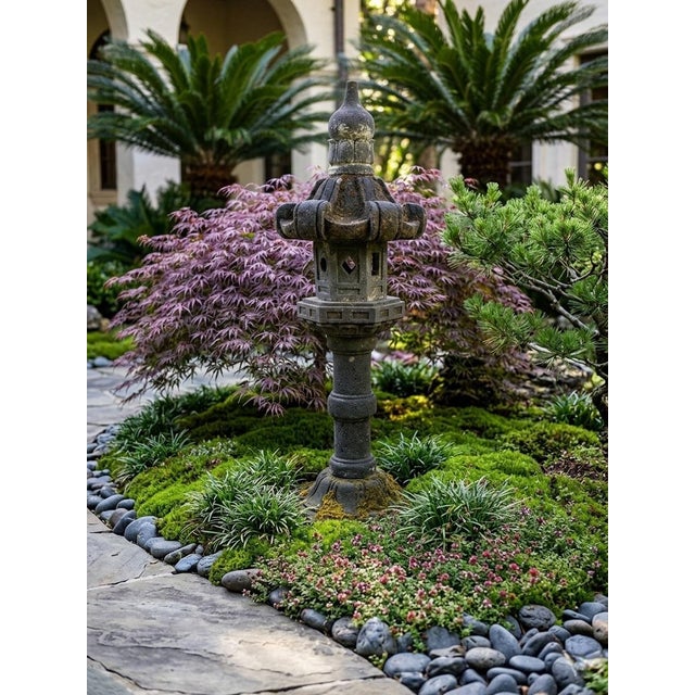Antique Japanese Style Pagoda Garden Lantern (Tachi-Gata) For Sale In West Palm - Image 6 of 12