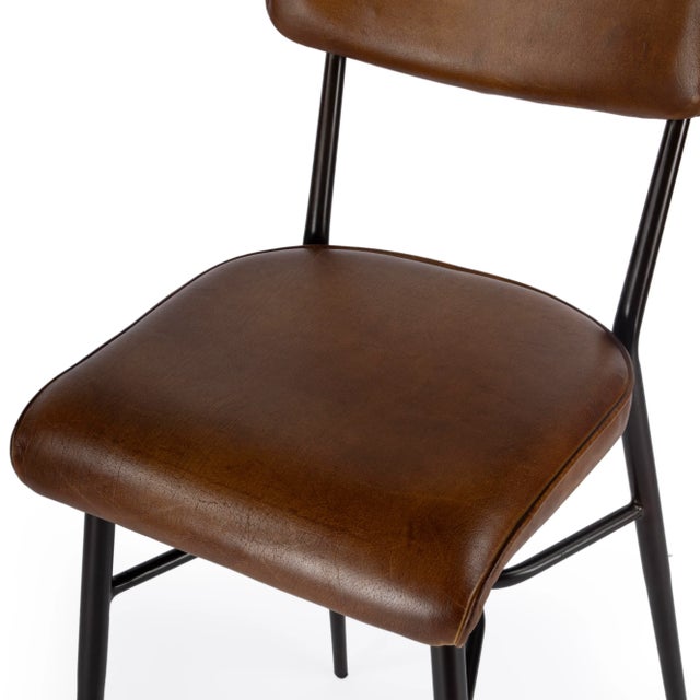 Contemporary Odessa Square Leather 26.5" Counter Stool, Medium Brown For Sale - Image 3 of 8