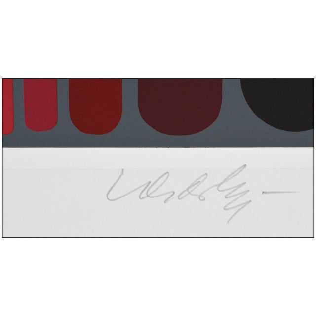 Victor Vasarely Late 20th Century Boulonss Geometric Abstract Red Silkscreen Victor Vasarely For Sale - Image 4 of 6
