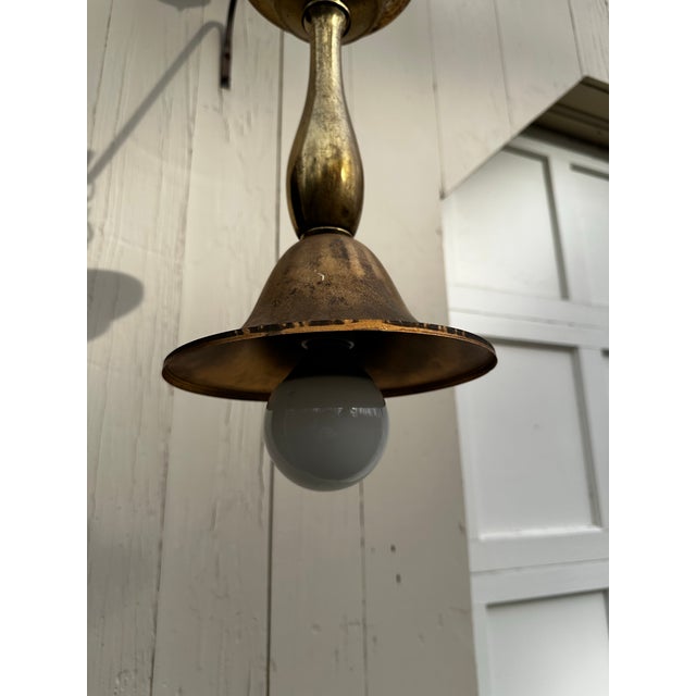 1930s Vintage Brass Ceiling Pendant For Sale - Image 5 of 7