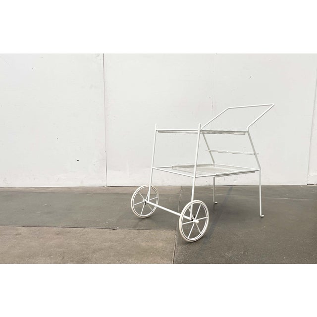 Mid-Century Modern Minimalist Perforated Metal Bar Serving Trolley, 1960s For Sale - Image 4 of 18