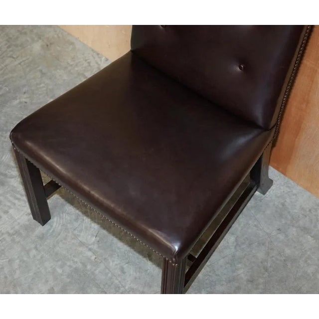 Buttoned Occasional Desk Chair in Brown Leather from George Smith For Sale - Image 6 of 15