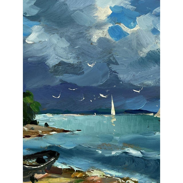 Blue Oil Painting Sea Tide Before the Storm Yuriy Suprunchuk For Sale - Image 8 of 11