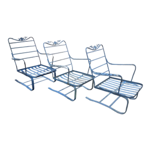 Vintage Wrought Iron Patio Rocker Bouncer Chairs (3)