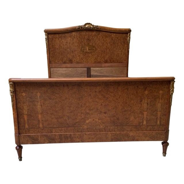 Antique Empire Opulent Bed with Inlays, 1900 For Sale