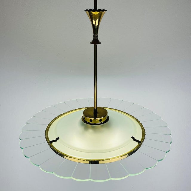 Mid-Century Modern Vintage Disk Chandelier attributed to Pietro Chiesa for Fontana Arte, Italy, 1940s For Sale - Image 3 of 18