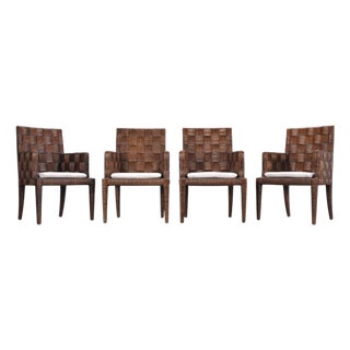 Set of Four John Hutton for Donghia Block Island Cane Armchairs For Sale