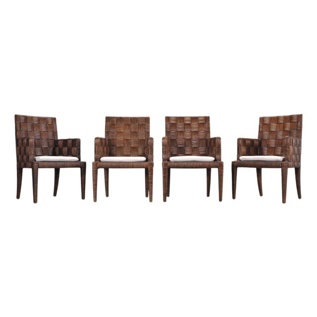 Set of Four John Hutton for Donghia Block Island Cane Armchairs For Sale