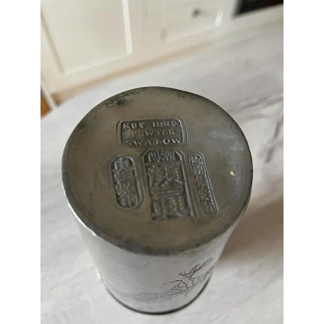 Metal Antique Kut Hing Swatow Pewter Cocktail Shakers, China, Circa 1920s For Sale - Image 7 of 12